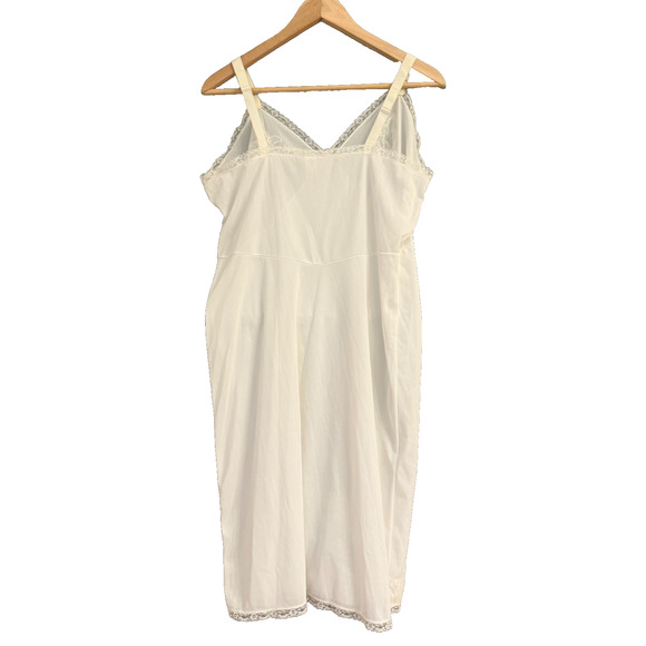 1960s Movie Star Full Slip White Nylon Tricot Lace Trim Size (40 Large) USA Made - Picture 4 of 16
